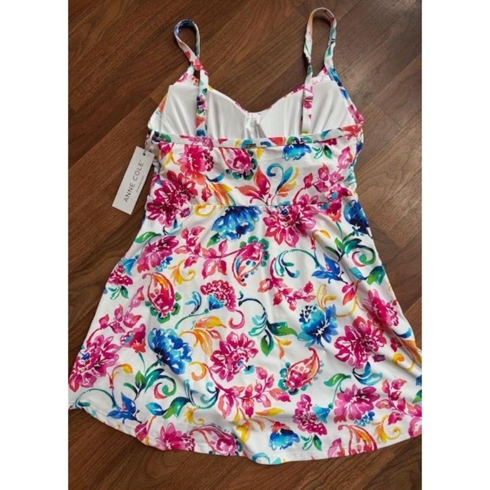 NWT Anne Cole Women's Surplice Maillot Swim Dress‎ Swimsuit Floral Size 10 - Picture 4 of 9